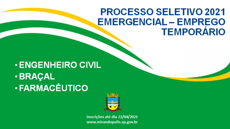 Prefeitura de Mirandópolis abre processo seletivo com 42 vagas