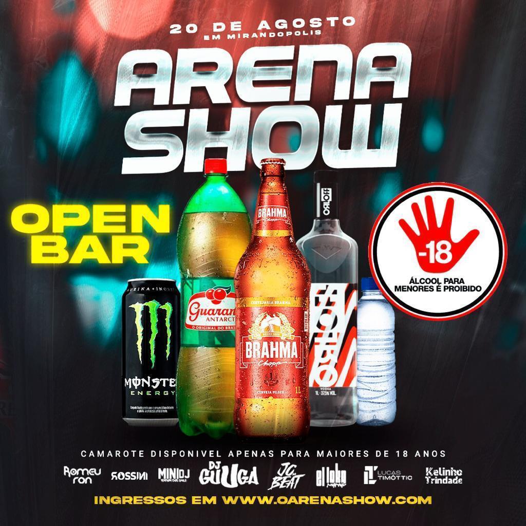 Arena Show contará com oito atrações no dia 20 de agosto em Mirandópolis