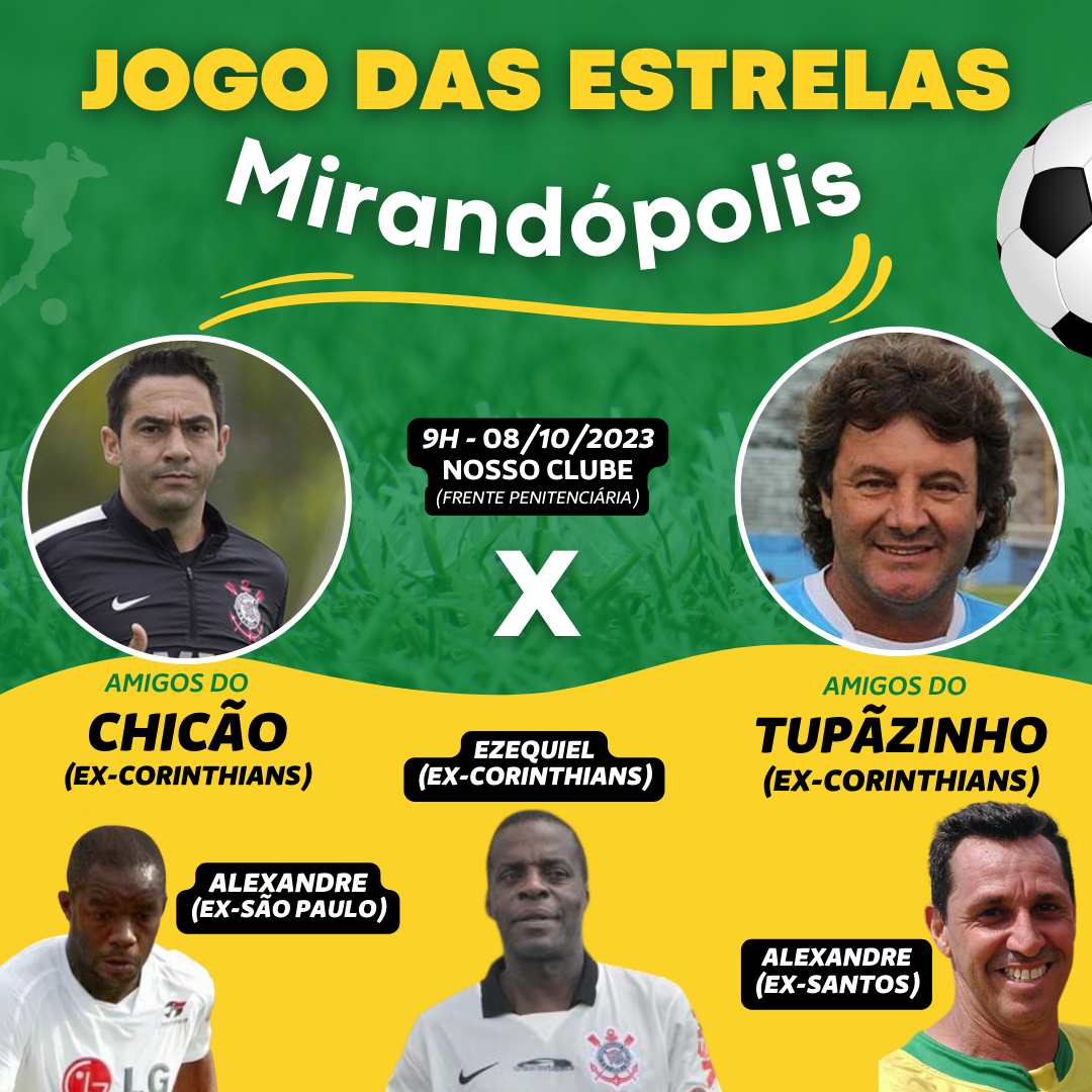 Ex-Corinthians: Chicão e Tupãzinho se enfrentam em jogo festivo em Mirandópolis