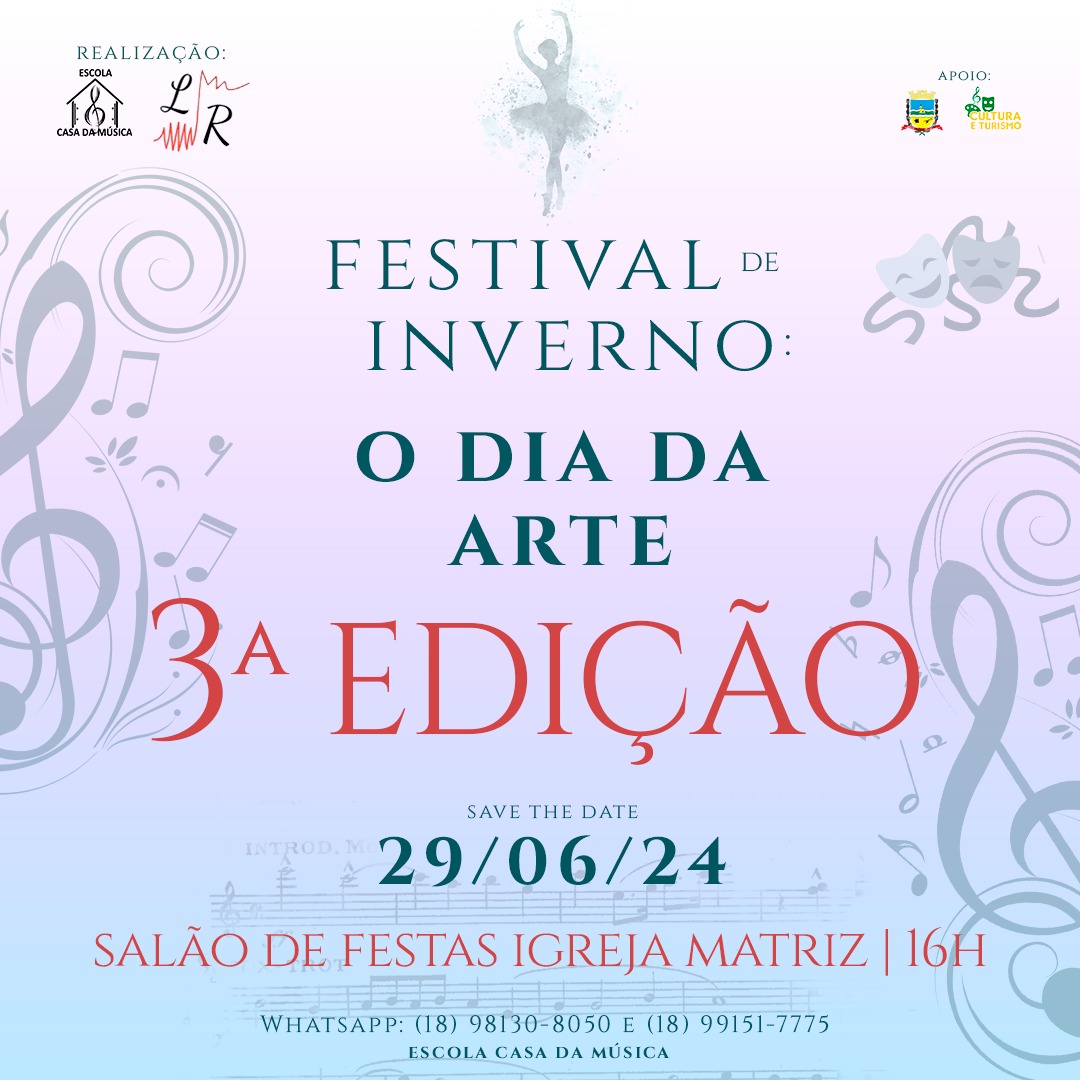 Festival de Inverno ‘O Dia da Arte’ promete tarde de cultura e entretenimento em Mirandópolis