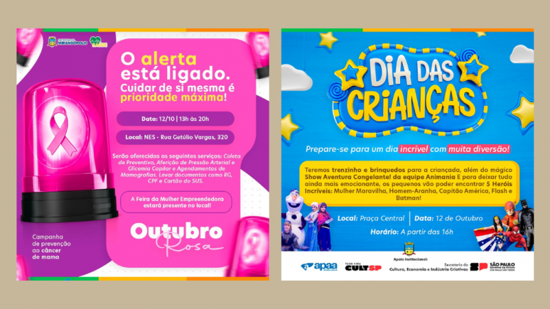 Prefeitura de Mirandópolis realiza evento em comemoração ao Dia das Crianças e campanha Outubro Rosa