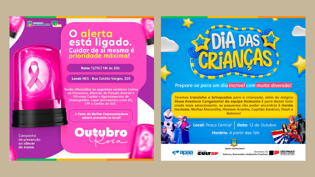 Prefeitura de Mirandópolis realiza evento em comemoração ao Dia das Crianças e campanha Outubro Rosa